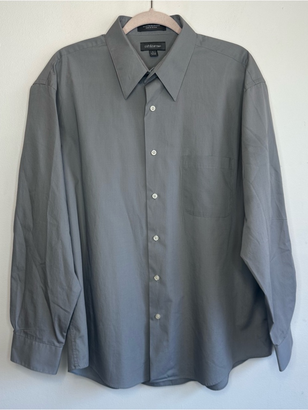 Croft And Barrow Men’s Gray Long Sleeve Button Down Shirt Size L Large